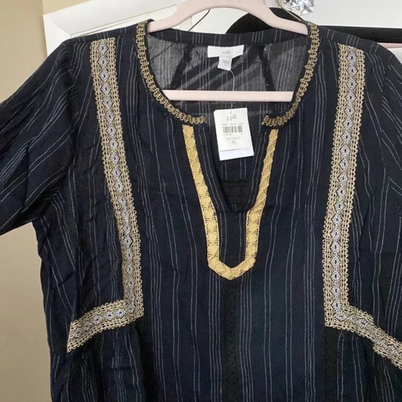 J Jill Boho Embroidered Black Tunic NWT Size Small - Picture 6 of 14